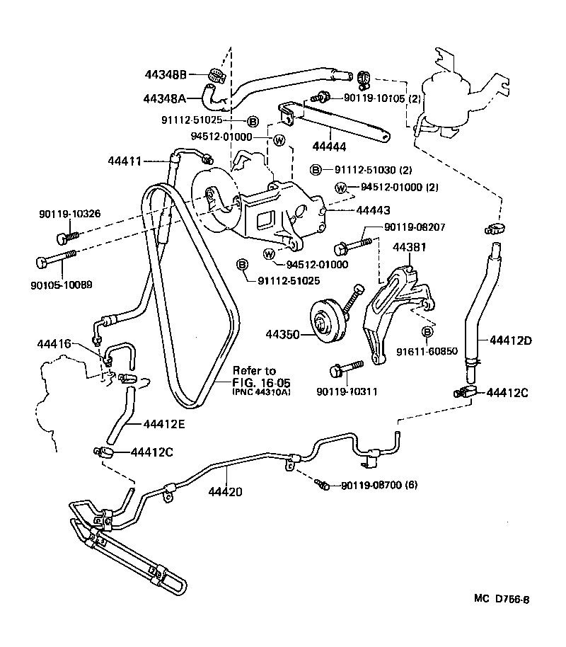 44416-60130 TUBE, RETURN(FOR STEERING GEAR OUTLET) product image