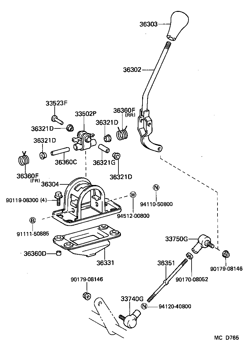 36302-26010 LEVER SUB-ASSY, TRANSFER HIGH & LOW SHIFT product image