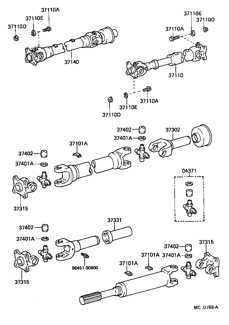 37140-26010 SHAFT ASSY, PROPELLER, FRONT product image