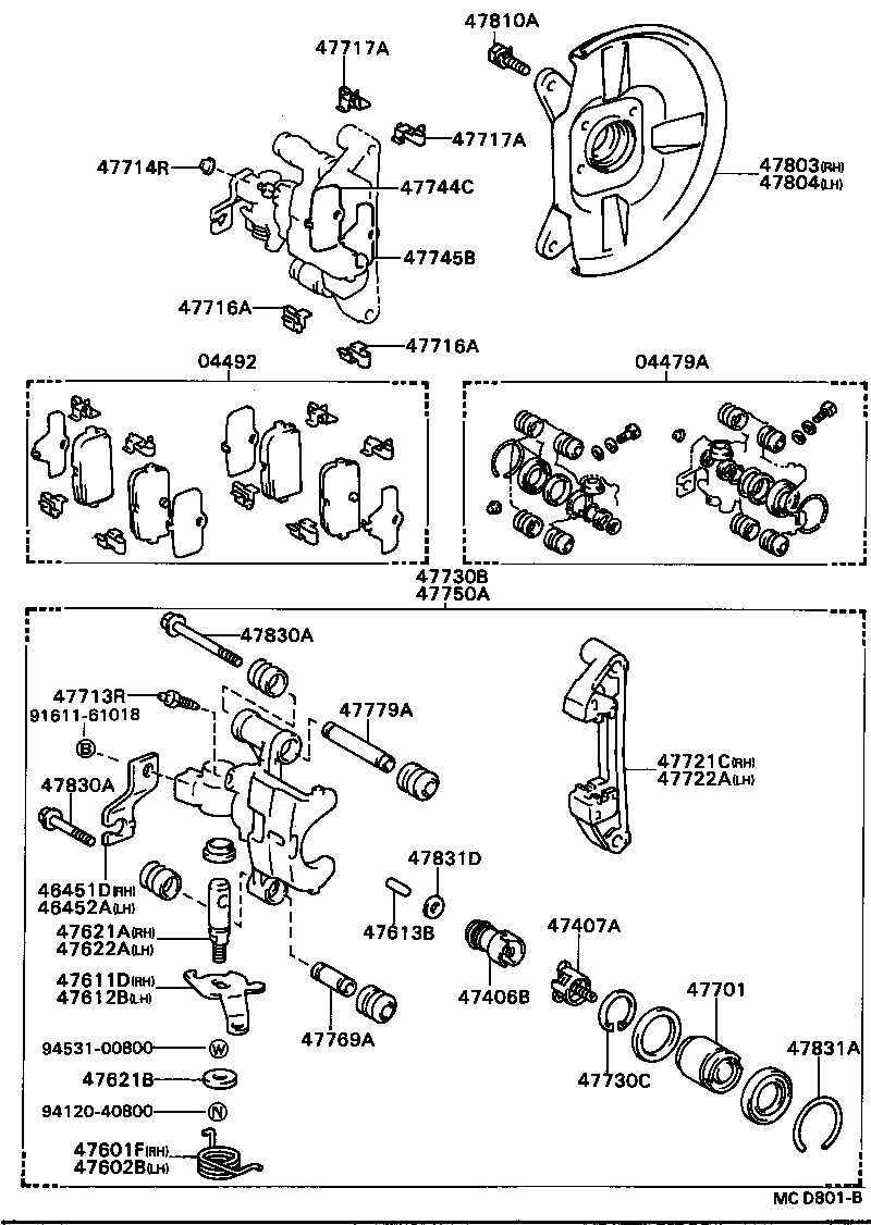 46451-16020 BRACKET, PARKING BRAKE CABLE SUPPORT, RH product image