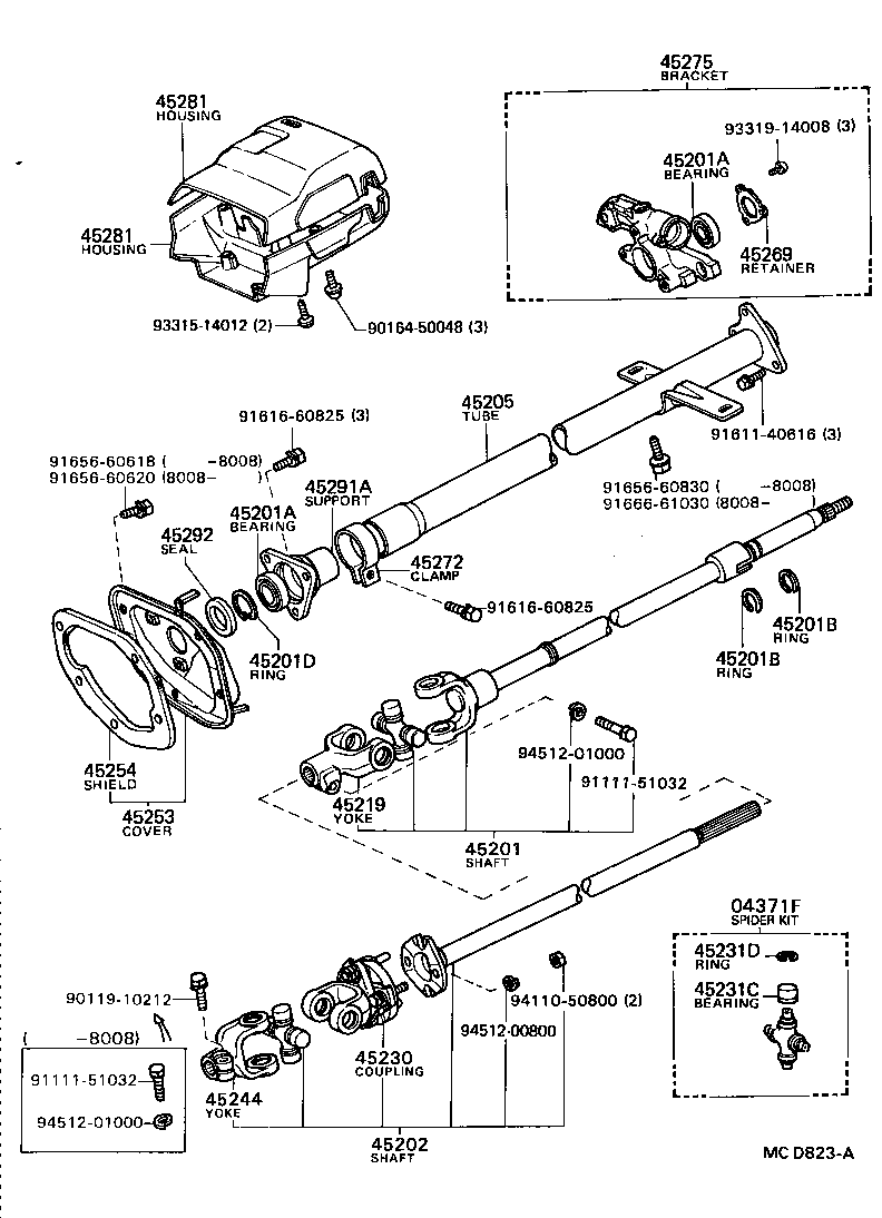 45210-35120 SHAFT SUB-ASSY, STEERING MAIN product image