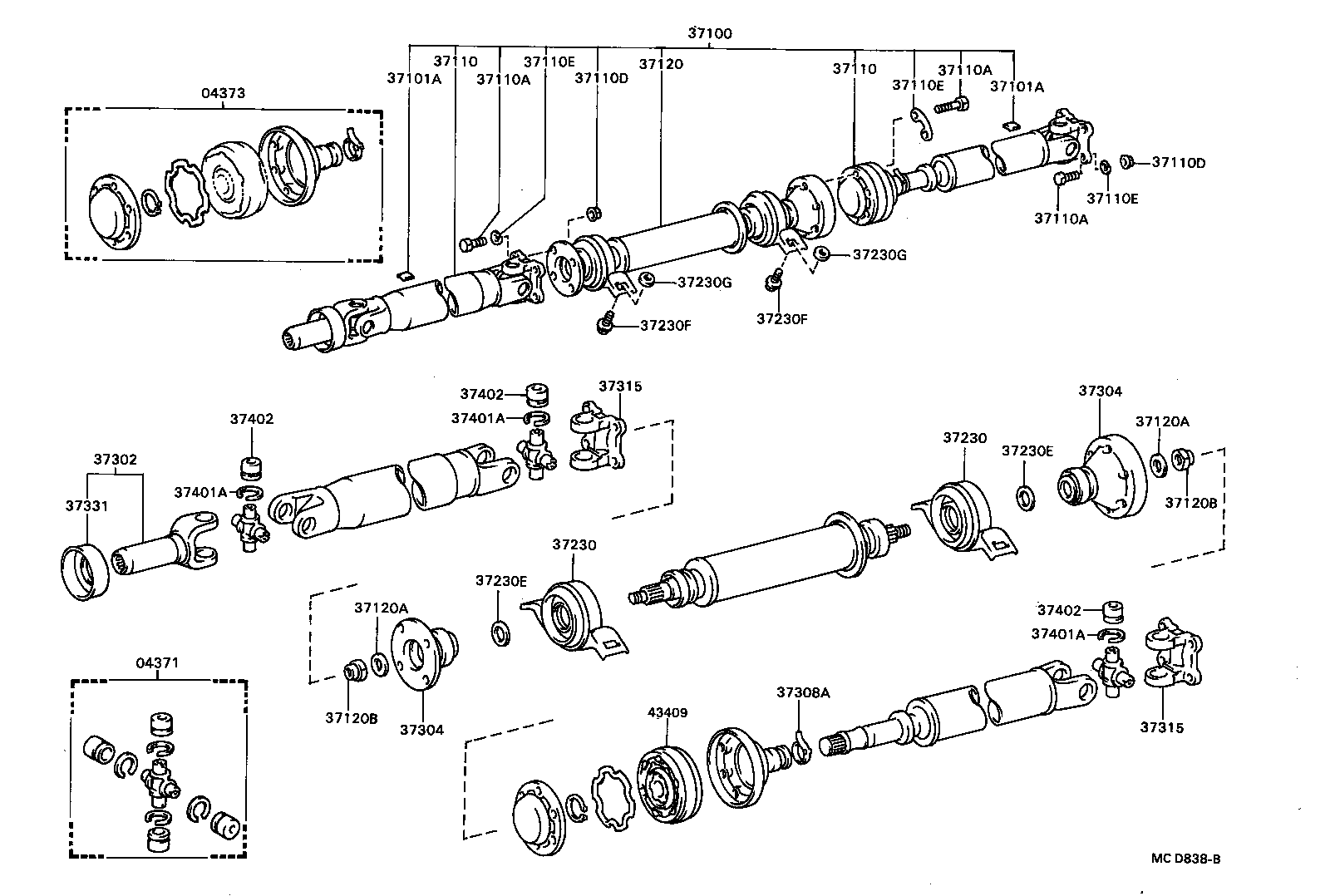 37100-20280 SHAFT ASSY, PROPELLER W/CENTER BEARING product image