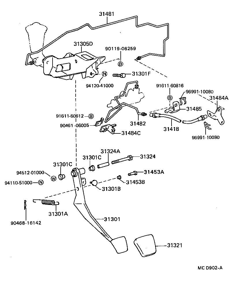 31301-32110 PEDAL SUB-ASSY, CLUTCH product image