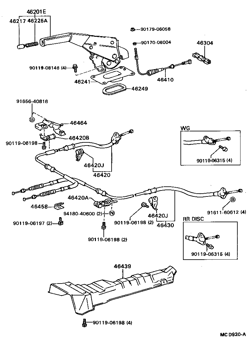 46430-39045 CABLE ASSY, PARKING BRAKE, NO.3 product image