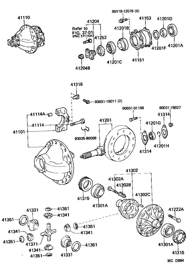 37304-57010 FLANGE SUB-ASSY, REAR DRIVE PINION COMPANION, REAR product image