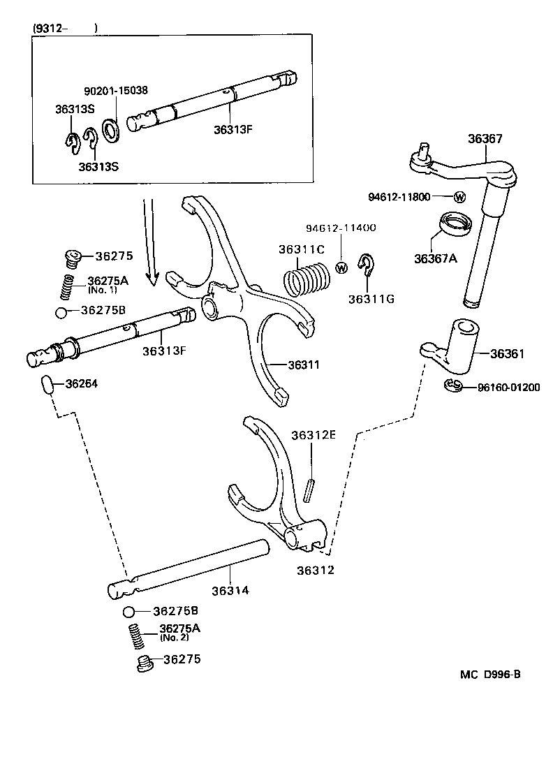 33506-27050 RETAINER SUB-ASSY, TRANSFER CONTROL SHIFT LEVER product image