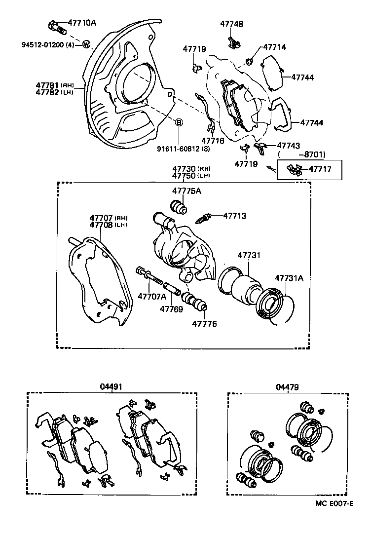 47730-27050 CYLINDER ASSY, FRONT DISC BRAKE, RH product image