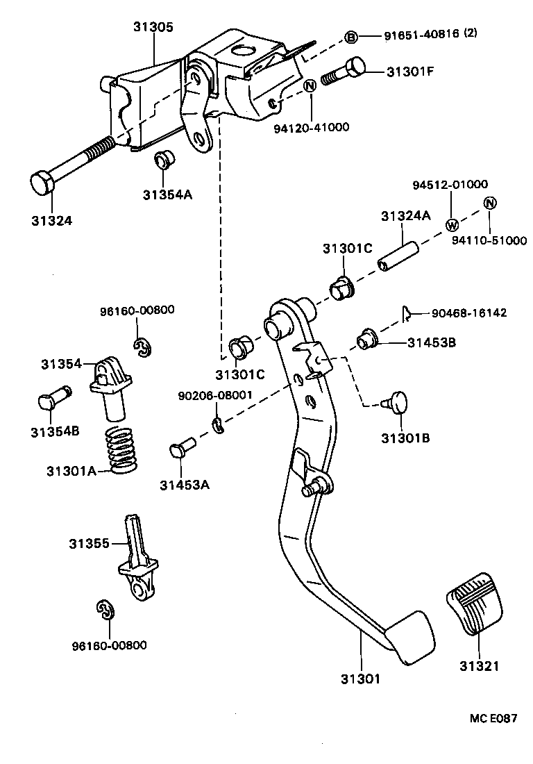31310-20070 PEDAL SUB-ASSY, CLUTCH product image