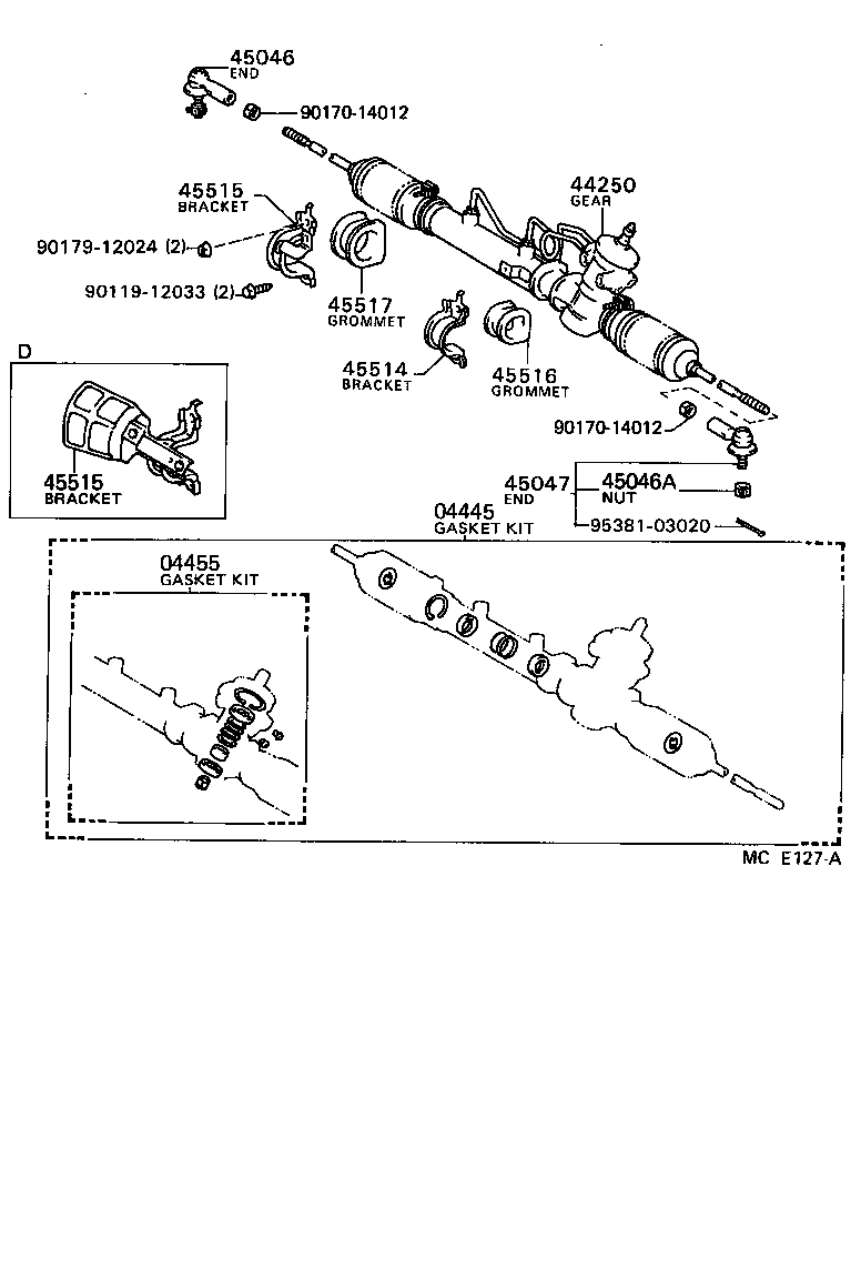 Toyota 04445-12020 GASKET KIT, POWER STEERING GEAR(FOR RECIRCULATING BALL)