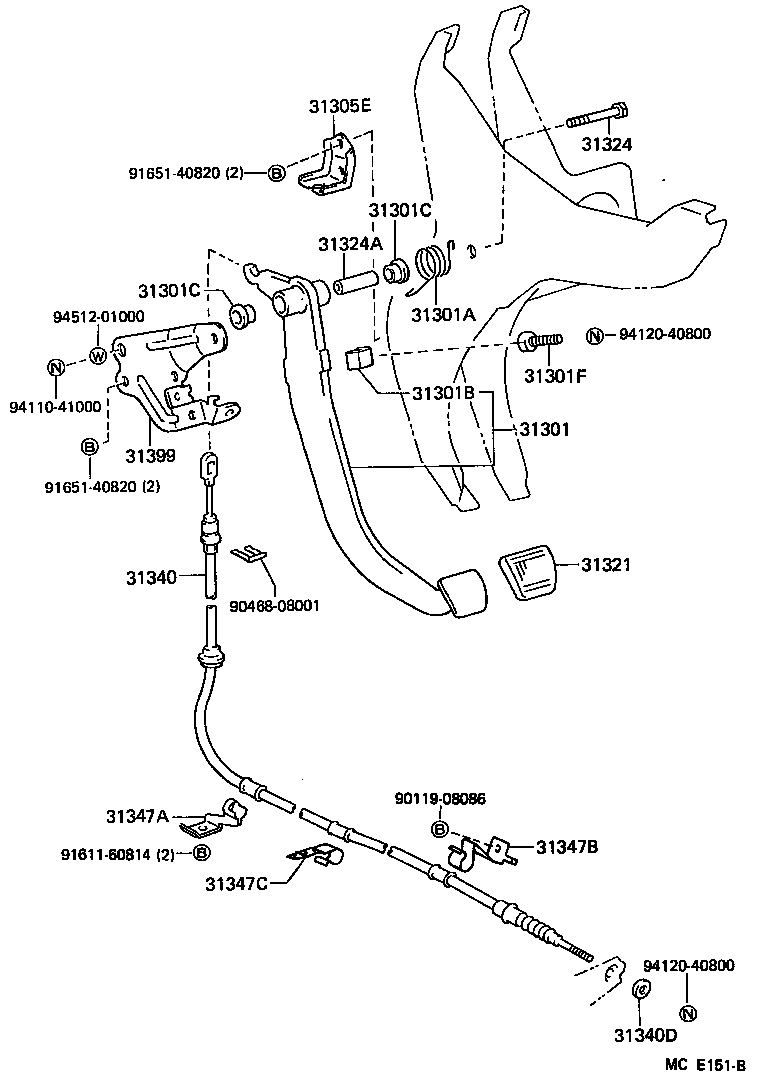 31347-27080 CLAMP, CLUTCH CABLE, NO.3 product image