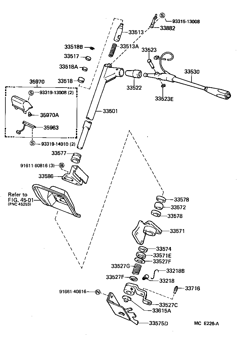33501-26240 SHAFT SUB-ASSY, CONTROL (FOR COLUMN SHIFT) product image