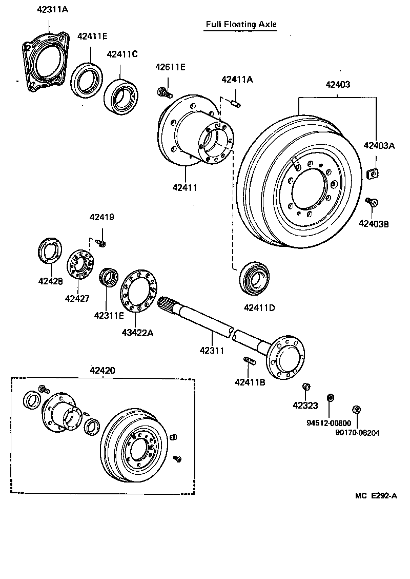 Toyota 42311-60061 SHAFT, REAR AXLE