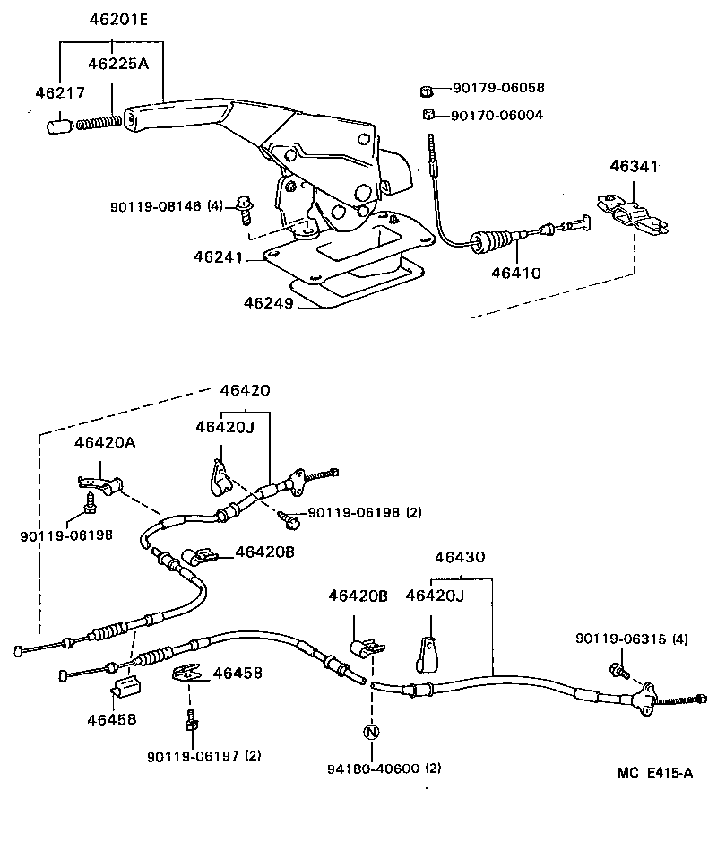 Toyota 46430-20260 CABLE ASSY, PARKING BRAKE, NO.3