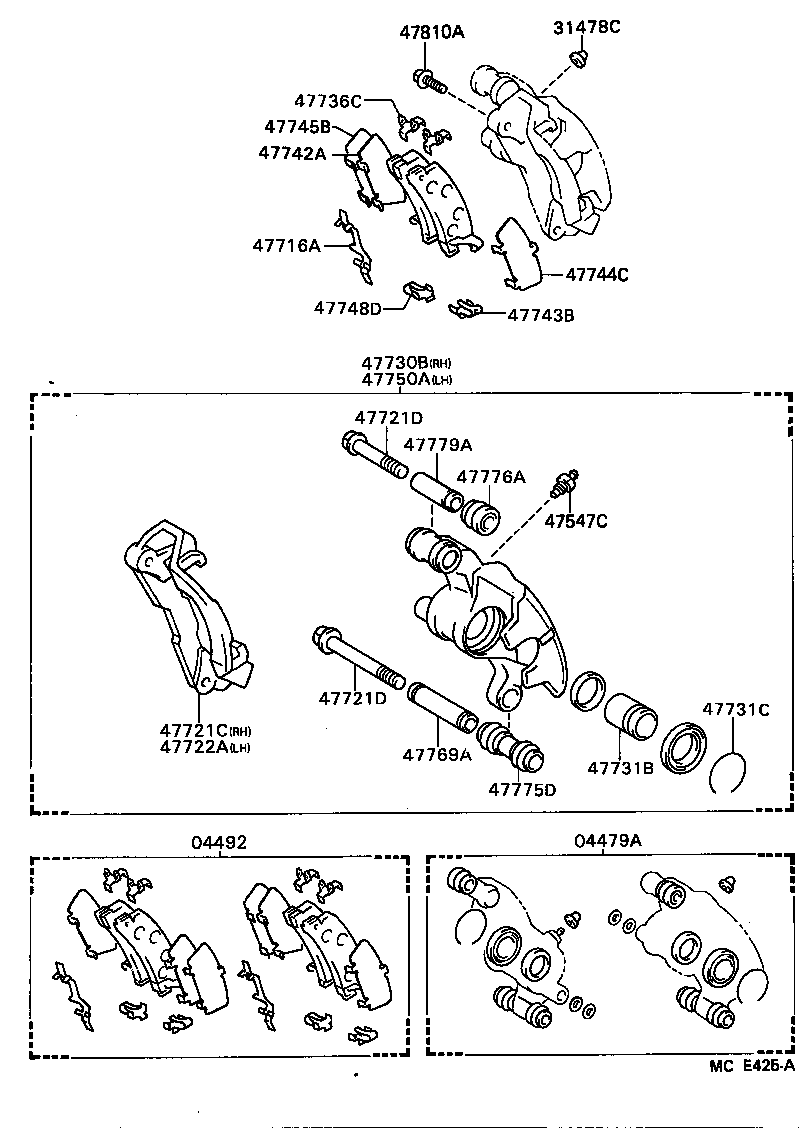 Toyota 04479-20120 CYLINDER KIT, DISC BRAKE, REAR