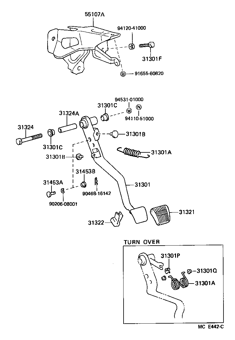 Toyota 31484-20330 BRACKET, FLEXIBLE HOSE, NO.2(FOR CLUTCH)