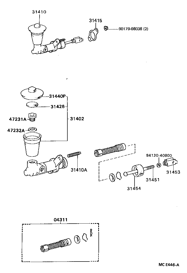 Toyota 04311-32023 CYLINDER KIT, CLUTCH MASTER