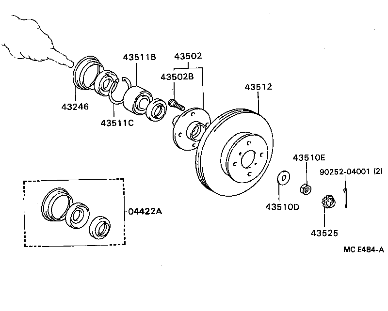 Toyota 43503-32020 HUB SUB-ASSY, FRONT AXLE