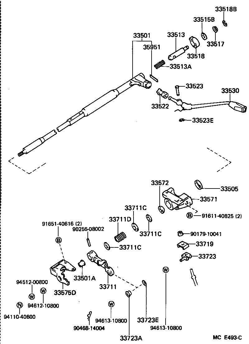33513-30110 SHAFT, CONTROL SHAFT BRACKET, UPPER product image