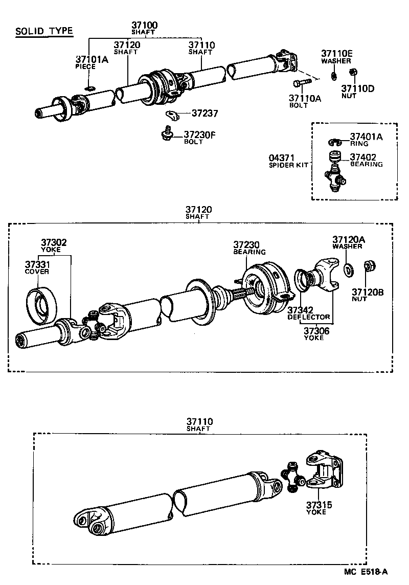 37402-22010 BEARING SUB-ASSY, UNIVERSAL JOINT SPIDER product image