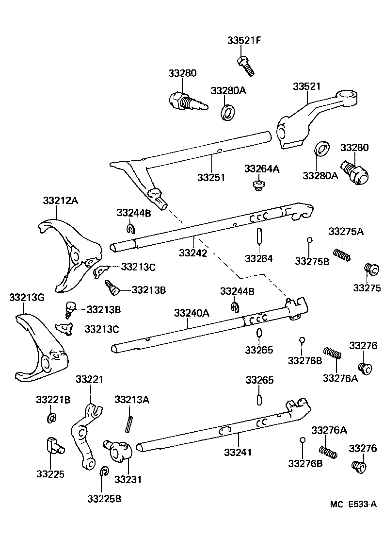 33242-30041 SHAFT, GEAR SHIFT FORK, NO.1 product image