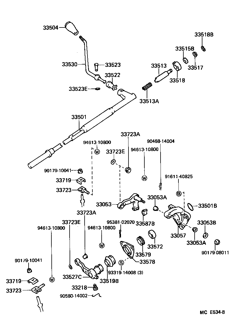 33513-30110 SHAFT, CONTROL SHAFT BRACKET, UPPER product image