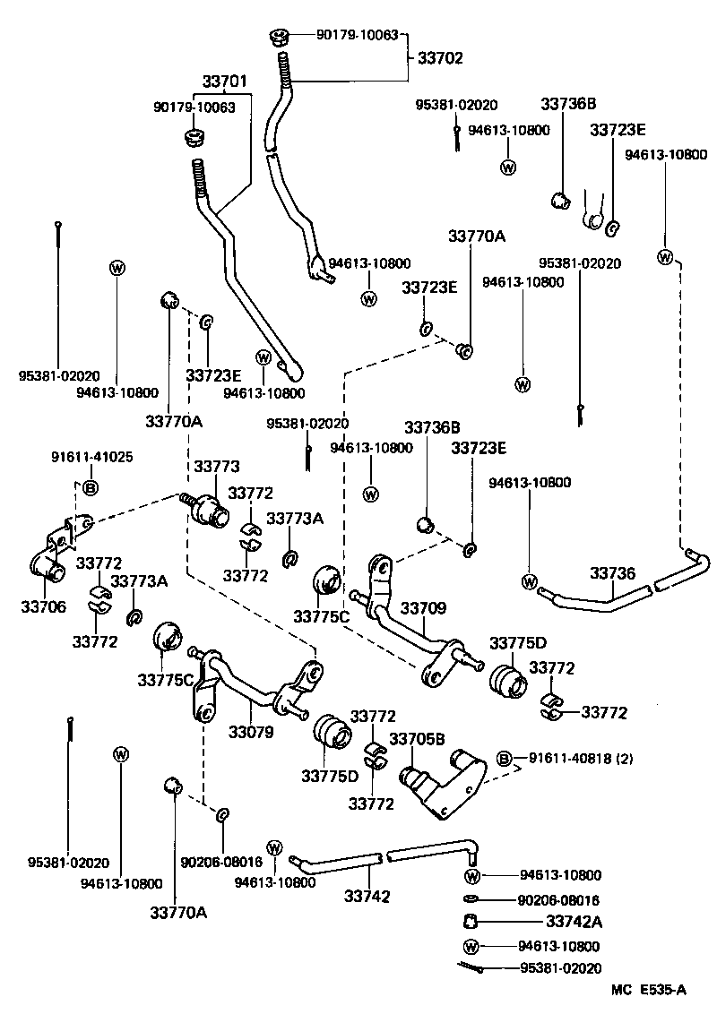 33513-30110 SHAFT, CONTROL SHAFT BRACKET, UPPER product image