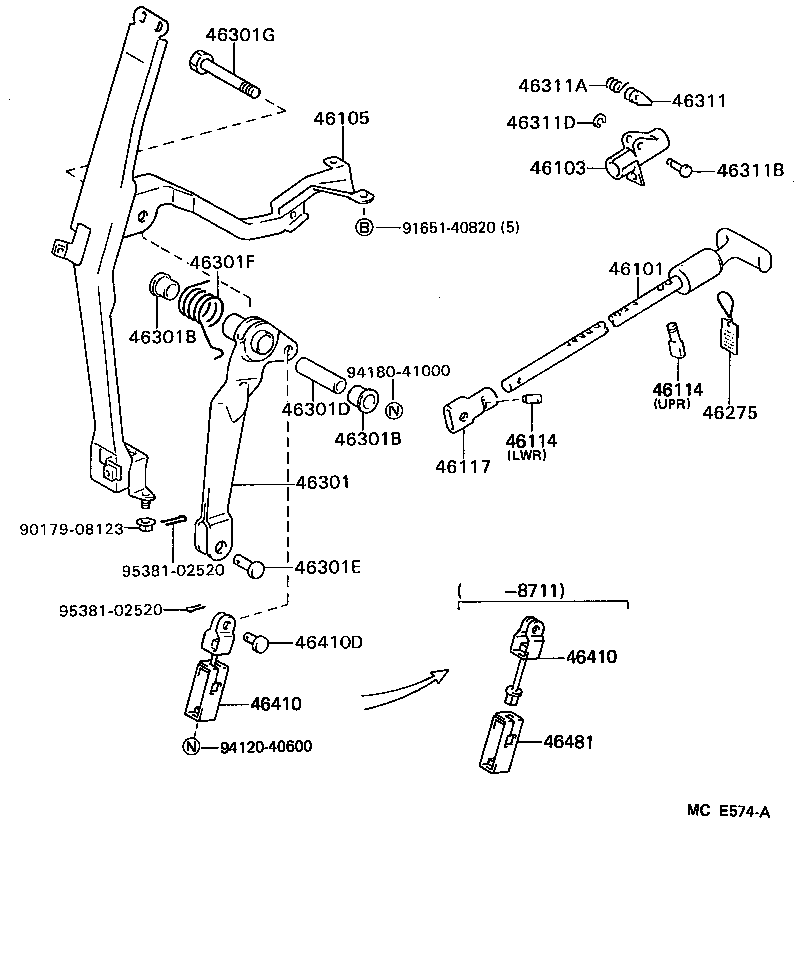 46420-25201 CABLE ASSY, PARKING BRAKE, NO.2 product image
