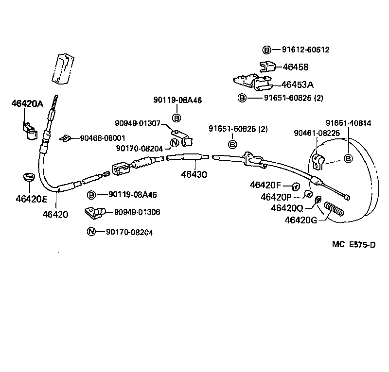 46420-25201 CABLE ASSY, PARKING BRAKE, NO.2 product image