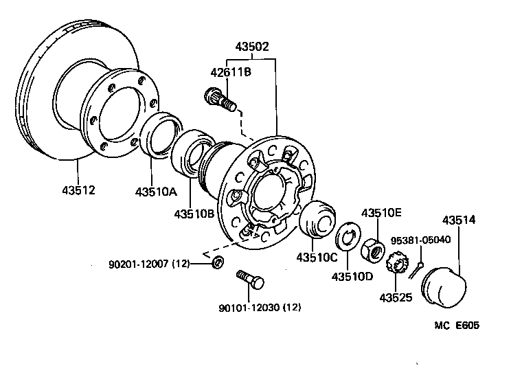 43502-25030 HUB SUB-ASSY, FRONT AXLE product image