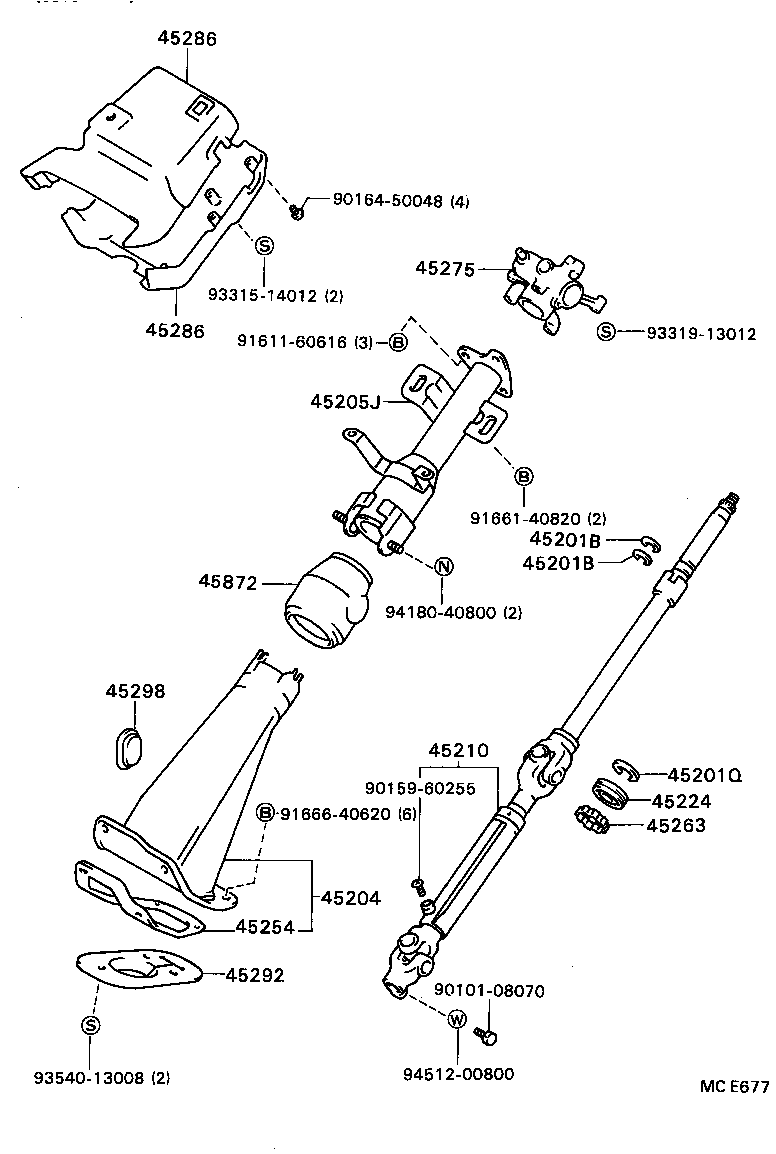 45204-36060 TUBE ASSY, STEERING COLUMN, LOWER product image