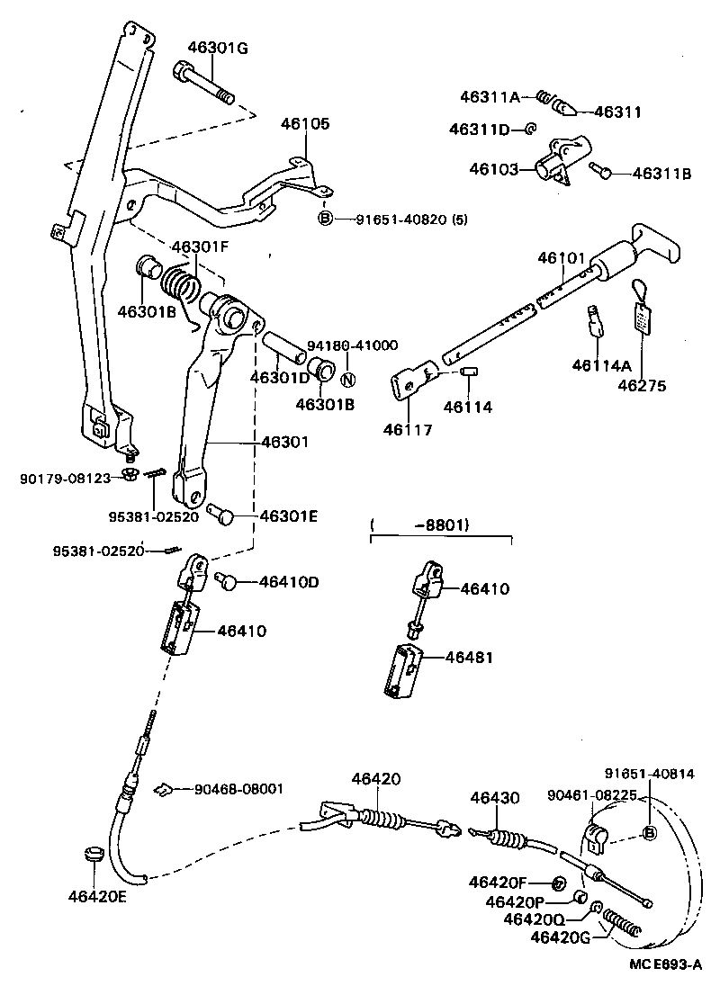 46430-36081 CABLE ASSY, PARKING BRAKE, NO.3 product image