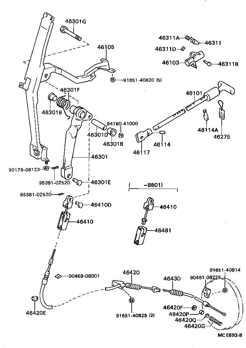 46430-36071 CABLE ASSY, PARKING BRAKE, NO.3 product image