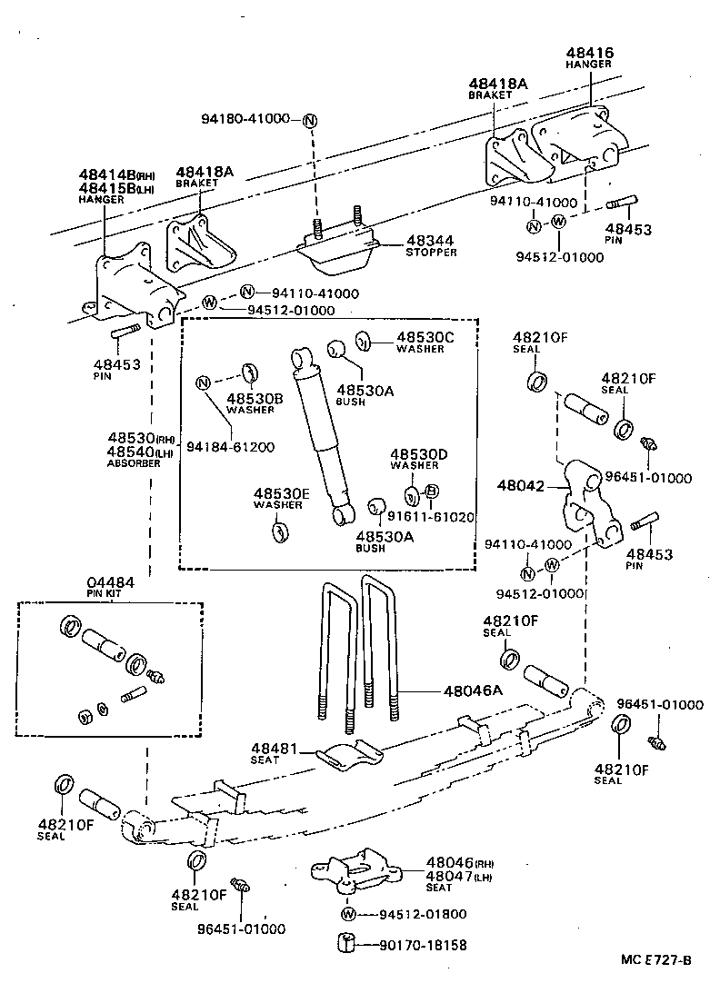 48247-3C110 BOLT, REAR SPRING, CENTER product image