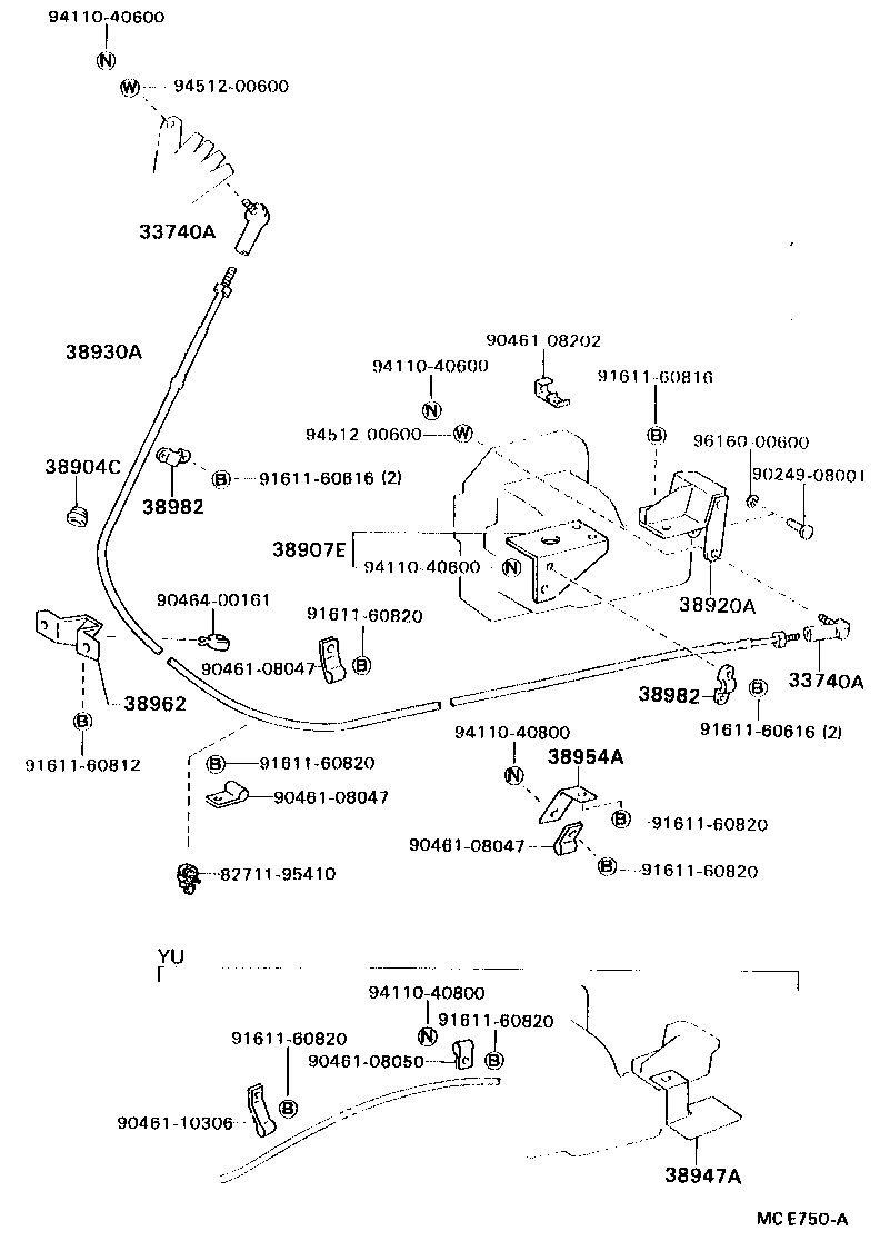 38902-96314 BRACKET SUB-ASSY, VALVE CONTROL LEVER product image