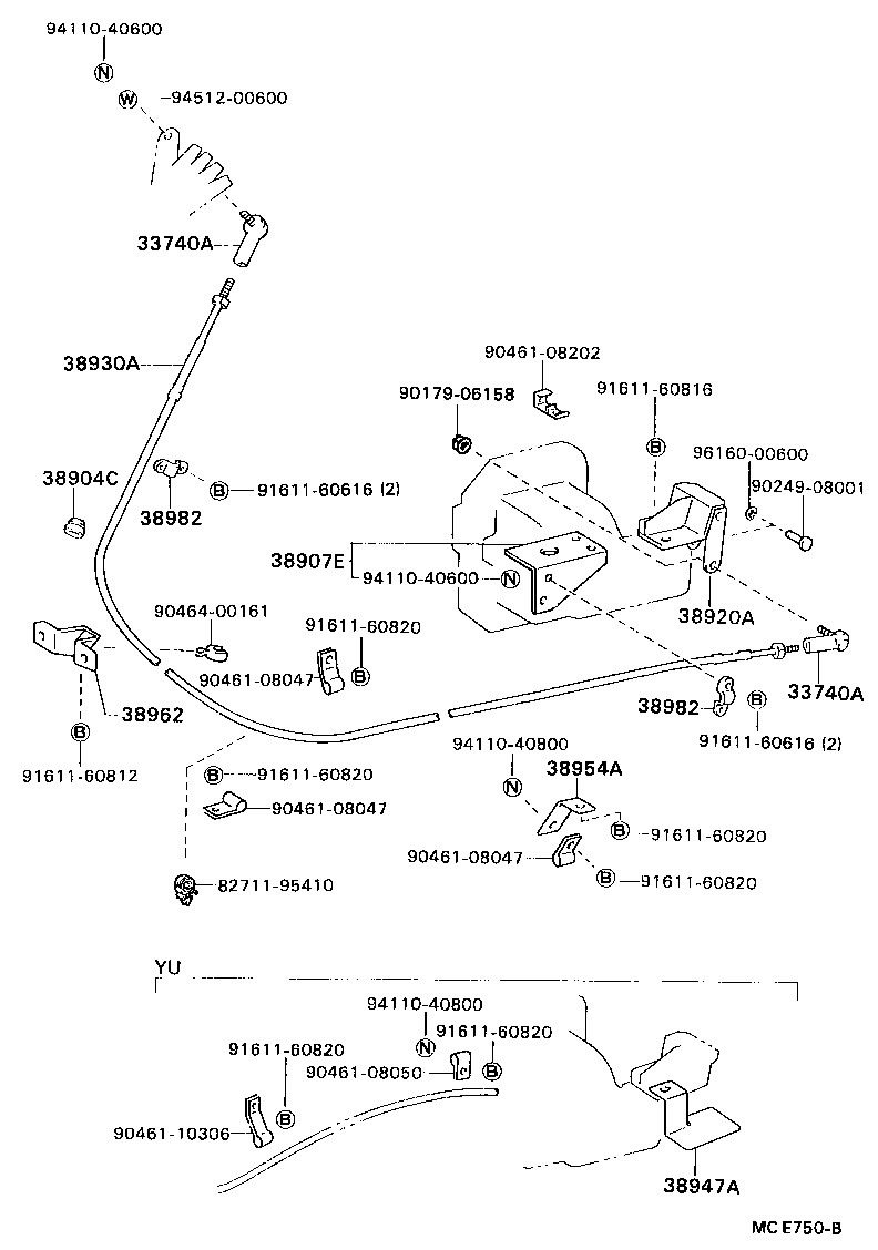 38930-36070 CABLE ASSY, PUSH PULL product image