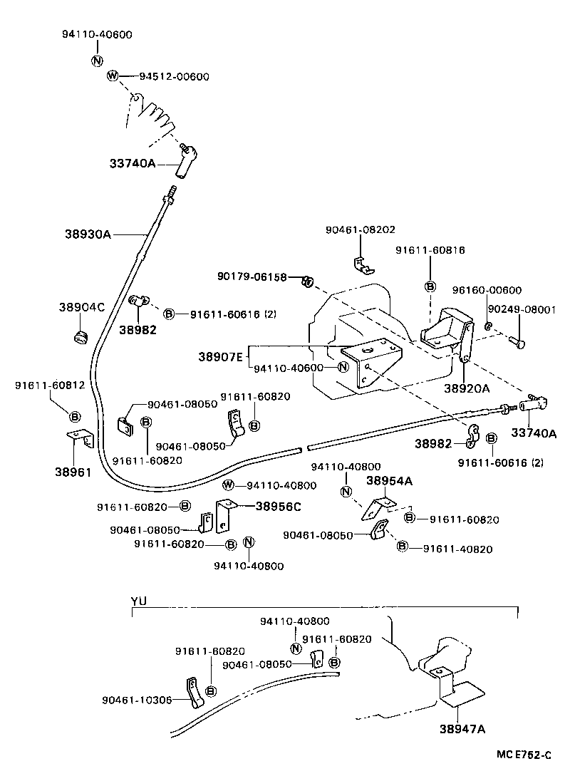 38930-36070 CABLE ASSY, PUSH PULL product image