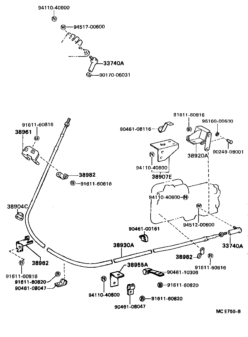 38902-96314 BRACKET SUB-ASSY, VALVE CONTROL LEVER product image