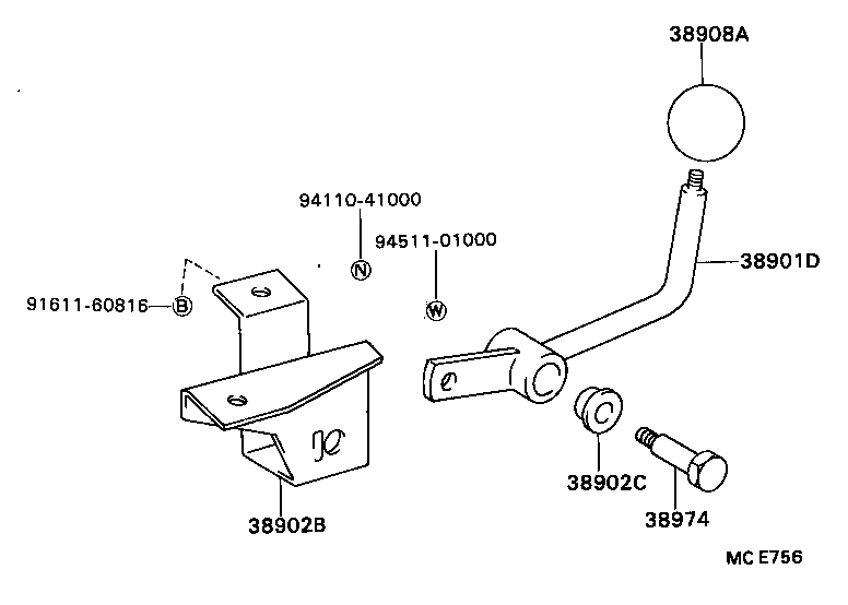 38902-96314 BRACKET SUB-ASSY, VALVE CONTROL LEVER product image