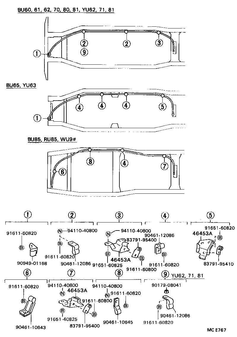 46430-36081 CABLE ASSY, PARKING BRAKE, NO.3 product image