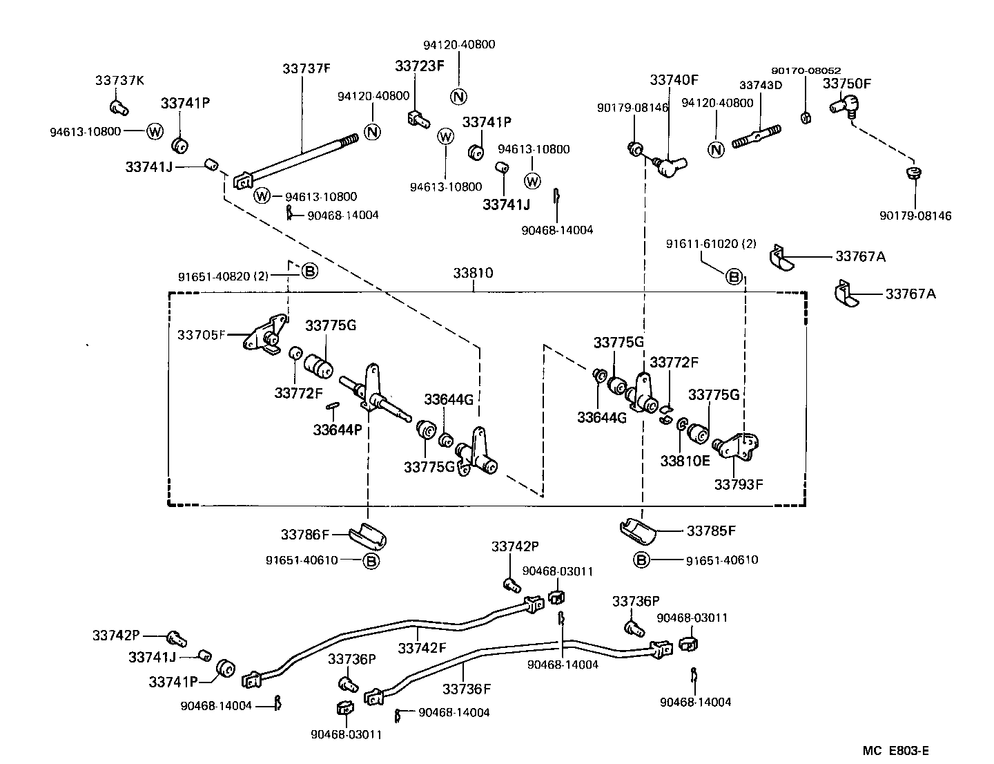 33705-26080 SUPPORT SUB-ASSY, CROSS SHAFT, NO.1 (FOR FLOOR SHIFT) product image