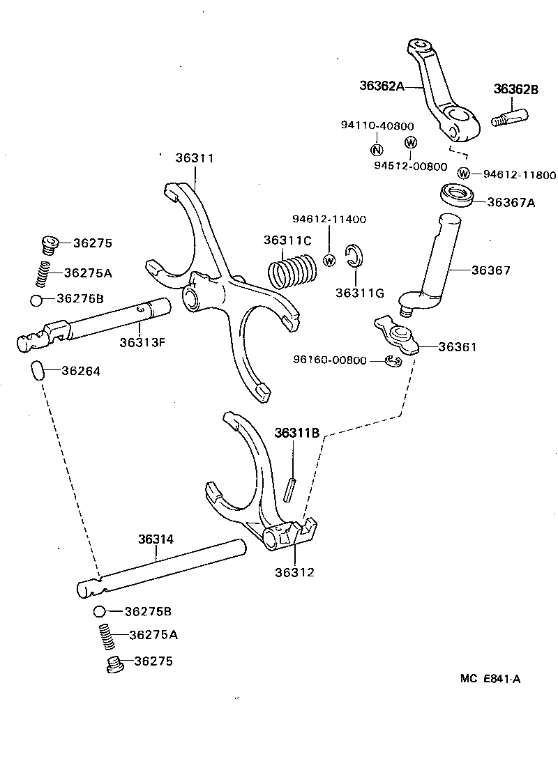 36362-26010 LEVER, TRANSFER SHIFT, OUTER product image