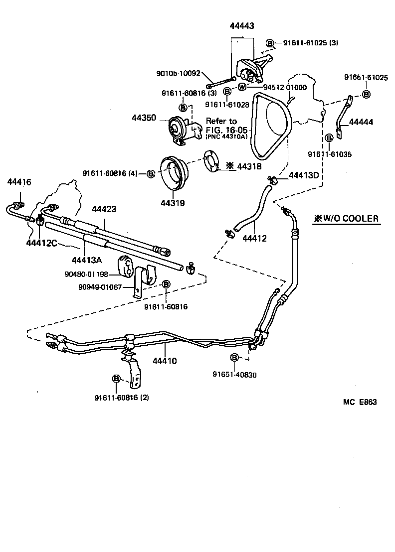 44457-26080 BRACKET, POWER STEERING TUBE SUPPORT, NO.2 product image