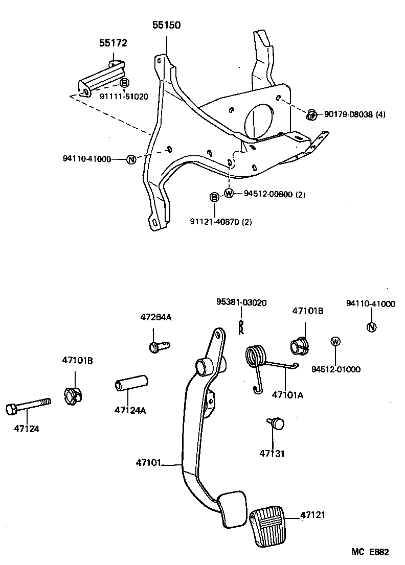 47101-26090 PEDAL SUB-ASSY, BRAKE product image