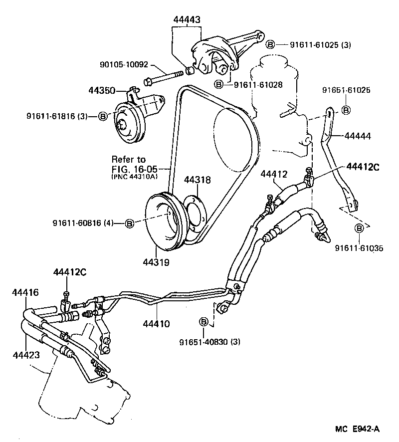 44457-26080 BRACKET, POWER STEERING TUBE SUPPORT, NO.2 product image