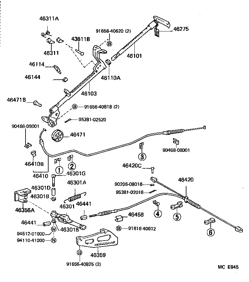 46420-26082 CABLE ASSY, PARKING BRAKE, NO.2 product image