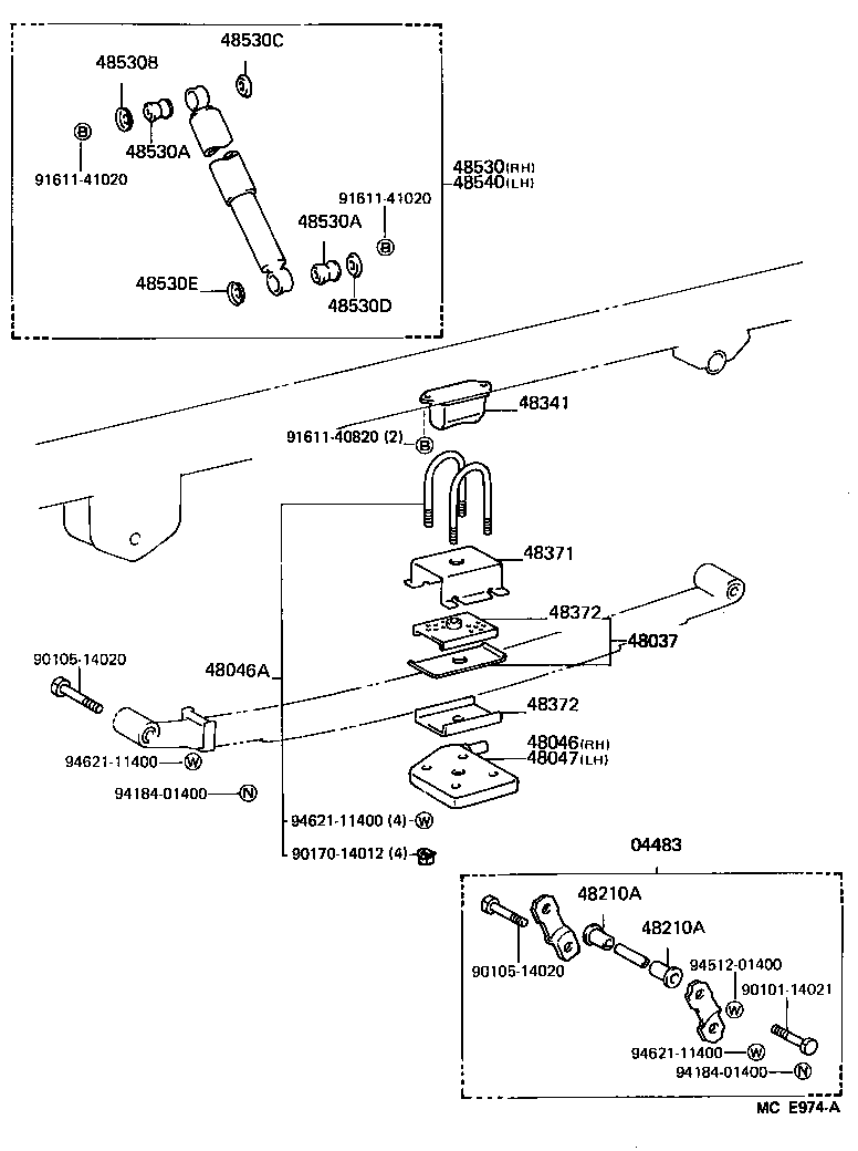 48531-80135 ABSORBER ASSY, SHOCK, REAR RH product image