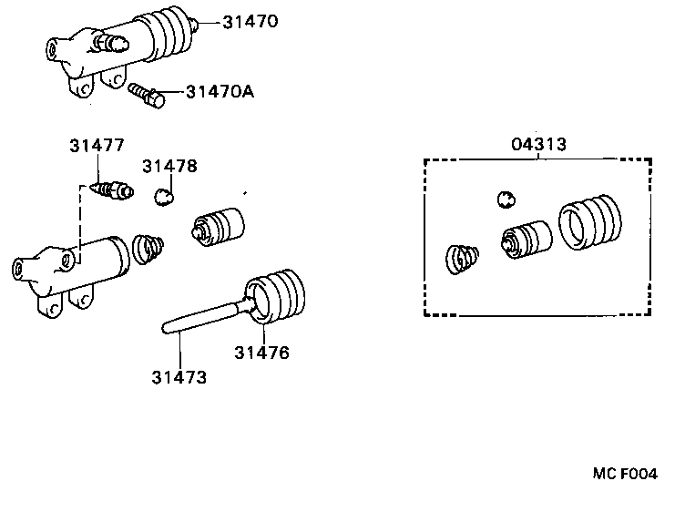 04313-36100 CYLINDER KIT, CLUTCH RELEASE product image