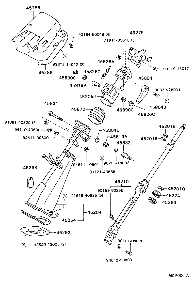 45204-36060 TUBE ASSY, STEERING COLUMN, LOWER product image