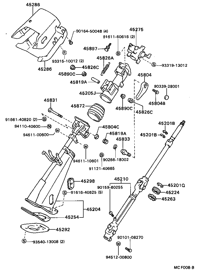 45204-36070 TUBE ASSY, STEERING COLUMN, LOWER product image