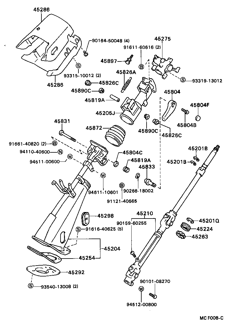 45204-36072 TUBE ASSY, STEERING COLUMN, LOWER product image